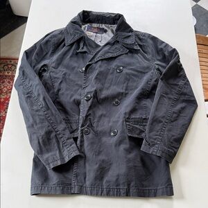 J. Crew Broken in Black Double-Breasted Cotton Pea Coat Mens S